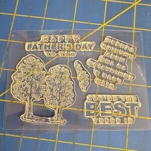 Happy Fathers Day Clear Stamp Set with Sentiments and Trees New 3" x 4"